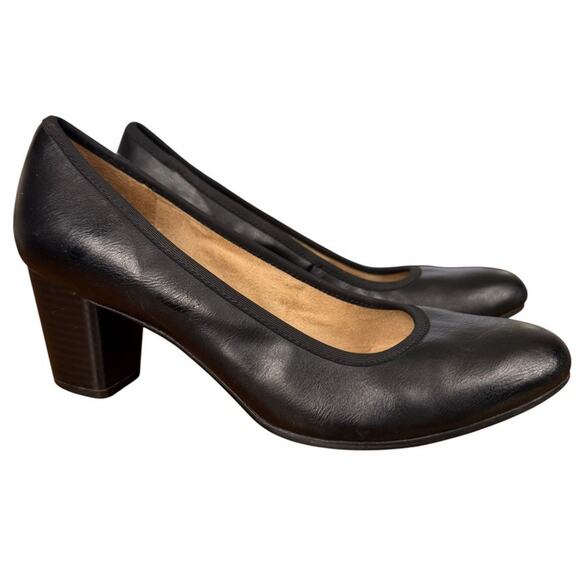 Naturalizer Naomi Womens Black Chunky Block High Heels Pumps Shoes sz 7.5 M - Picture 1 of 16